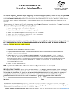 2016-2017 Dependency Status Appeal