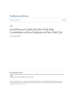 Local Finances Under the New York State Constitution with an