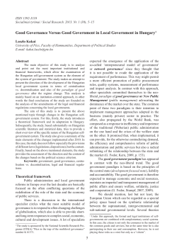 Good Governance Versus Good Government in Local Government