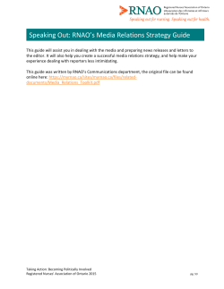 Speaking Out: RNAO`s Media Relations Strategy Guide