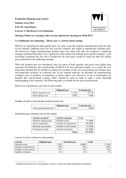 Production Planning and Control Summer term 2012 Prof. Dr