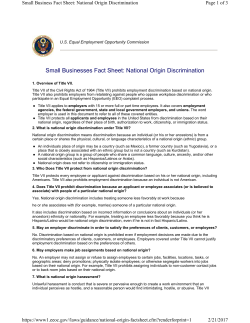 Small Businesses Fact Sheet: National Origin Discrimination