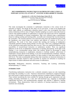 METAMORPHOSING INSTRUCTION IN MATHEMATICS