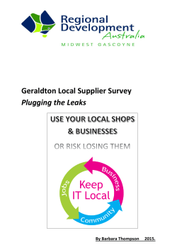 Geraldton Local Supplier Survey Plugging the Leaks