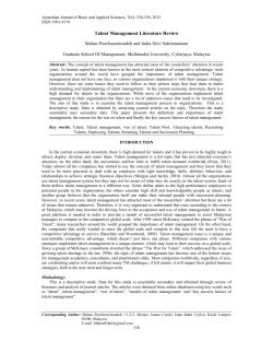 Talent Management Literature Review
