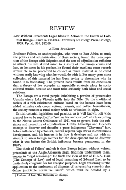 Review of Law without Precedent: Legal Ideas