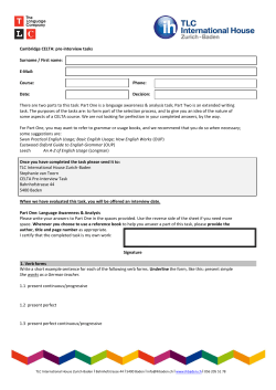 CELTA Pre-Interview Task - TLC International House Zurich