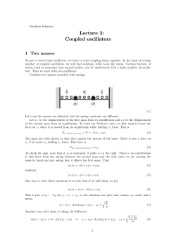 Lecture 3: Coupled oscillators