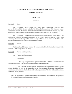CITY COUNCIL RULES, POLICIES AND