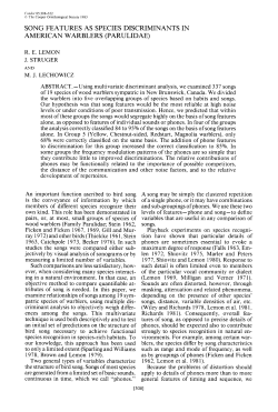 Song Features as Species Discriminants in American Warblers