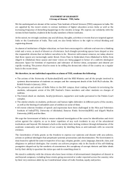 STATEMENT OF SOLIDARITY A Group of Alumni - TISS