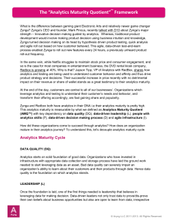 The &ldquo;Analytics Maturity Quotient&rdquo;&trade; Framework