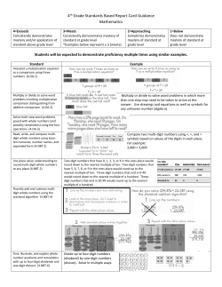 4th Grade Standards Based Report Card Guidance Mathematics