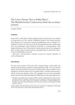 The Letter: Private Text or Public Place? The Mattioli