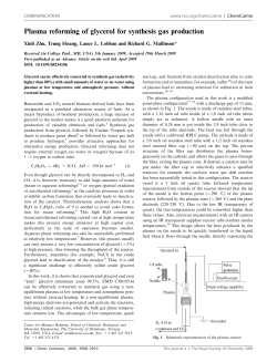 Plasma reforming of glycerol for synthesis gas production