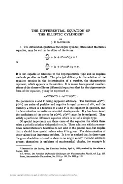 THE DIFFERENTIAL EQUATION OF THE ELLIPTIC CYLINDER*