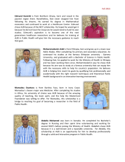 Fall 2015 Edmund Kanmiki is from Northern Ghana, born and raised