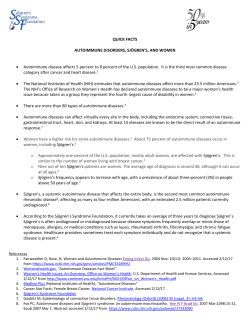 QUICK FACTS AUTOIMMUNE DISORDERS, SJ&Ouml;GREN`S, AND