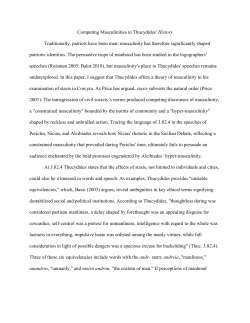 Competing Masculinities in Thucydides` History