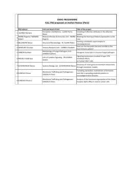 EMHE PROGRAMME FULL PhD proposals at Institut Pasteur