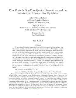 Price Controls, Non-Price Quality Competition, and the