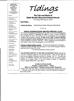 The Life and Worb of Edith Ranbin Memorial United Church Up Front