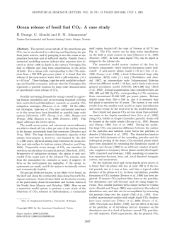 Ocean release of fossil fuel CO2: A case study