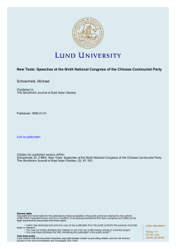 New Texts: Speeches at the Ninth National Congress of the Chinese