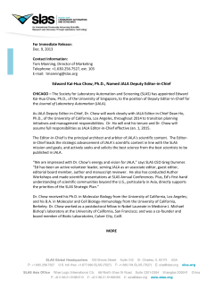 Edward Kai-Hua Chow, Ph.D., Named JALA Deputy Editor-in