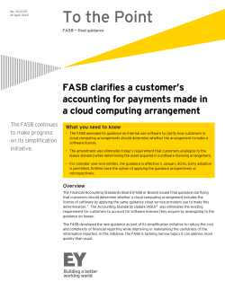 To the Point: FASB clarifies a customer`s accounting for