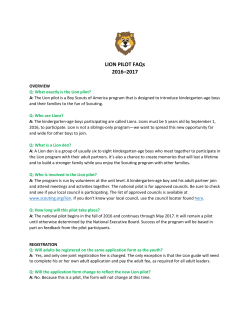 LION PILOT FAQs 2016&ndash;2017