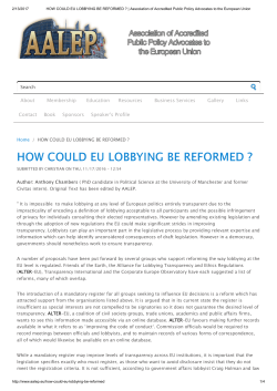 how could eu lobbying be reformed - Alter-EU
