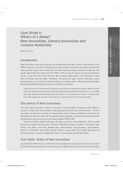 Case Study 4: What`s in a Name? New Journalism, Literary
