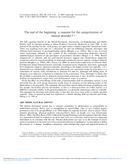 a requiem for the categorization of mental disorder?