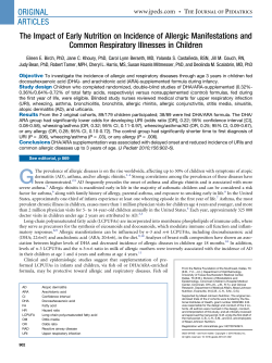 The Impact of Early Nutrition on Incidence of Allergic Manifestations