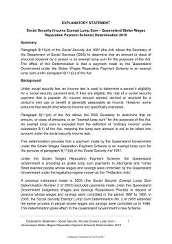 EXPLANATORY STATEMENT Social Security (Income Exempt