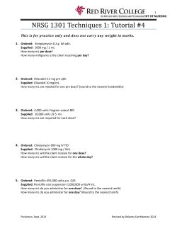 NRSG 1301 Techniques 1: Tutorial #4