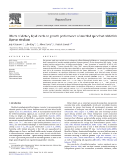 Effects of dietary lipid levels on growth performance of marbled