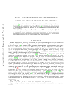 Fractal powers in Serrin`s swirling vortex solutions