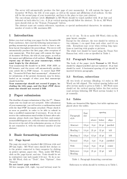 1 Introduction 2 Paper submission 3 Basic formatting