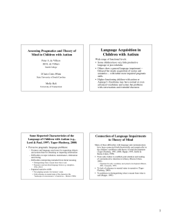 Assessing Pragmatics and Theory of Mind in Children with