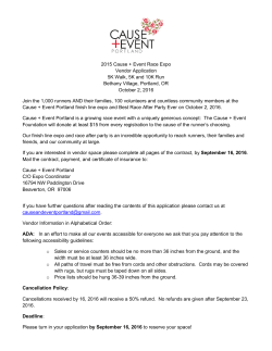 2015 Cause + Event Race Expo Vendor Application 5K Walk, 5K