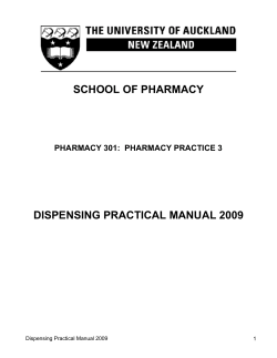 SCHOOL OF PHARMACY DISPENSING PRACTICAL MANUAL 2009