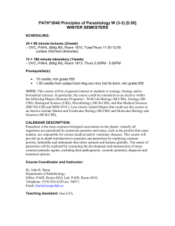 PATH*3040 Principles of Parasitology W
