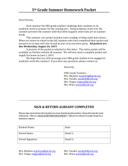 5th Grade Summer Homework Packet