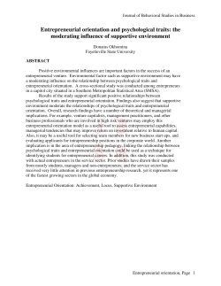 Entrepreneurial orientation and psychological traits: the