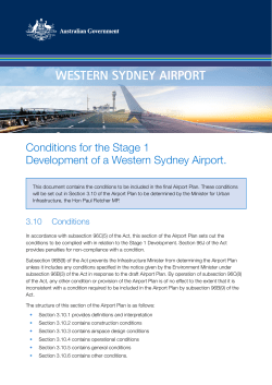 Conditions for the Stage 1 Development of a Western Sydney Airport