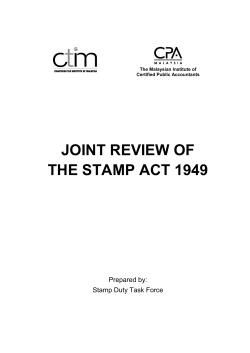 Joint Review on Stamp Act 1949 - Chartered Tax Institute of Malaysia