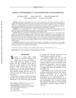 Suicide by Self-Immolation, A Cross Sectional Study in Kermanshah