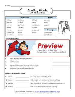 Spelling Words - Super Teacher Worksheets